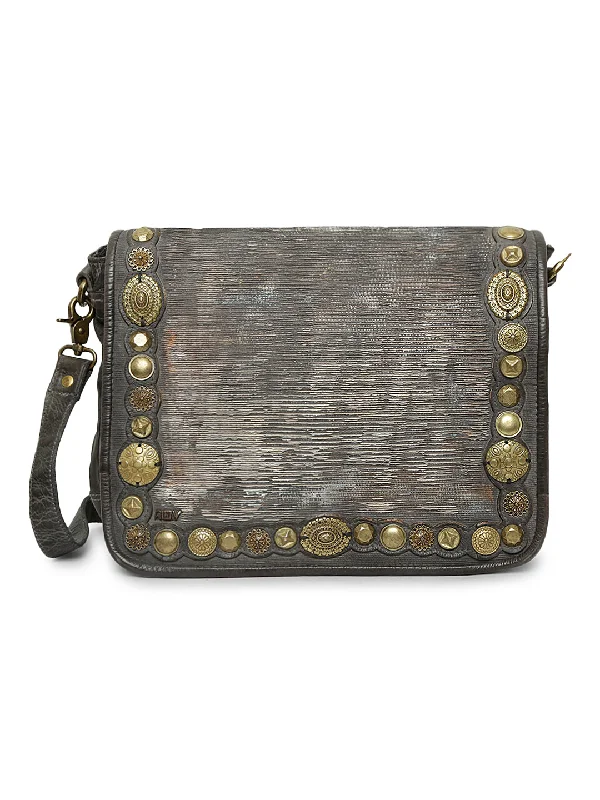 Chic Style Discounts Silvia: Metallic Effect Razor With Golden Concho Leather Crossbody Bag. Chic Style Discounts Silvia: Metallic Effect Razor With Golden Concho Leather Crossbody Bag.