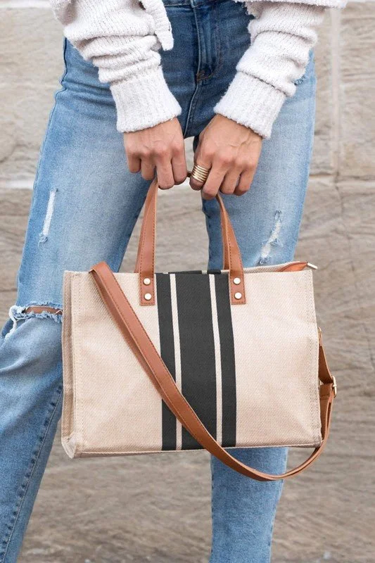 Minimalist Bags For Clean And Modern Aesthetics Canvas Striped Tote