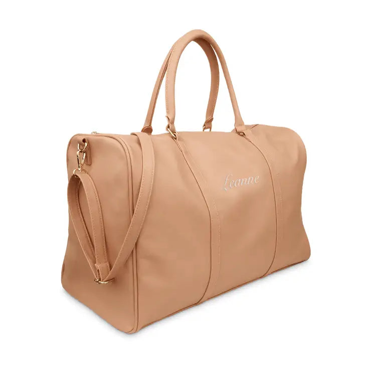Handbag For Women Tan Faux Leather Weekender Travel Bag