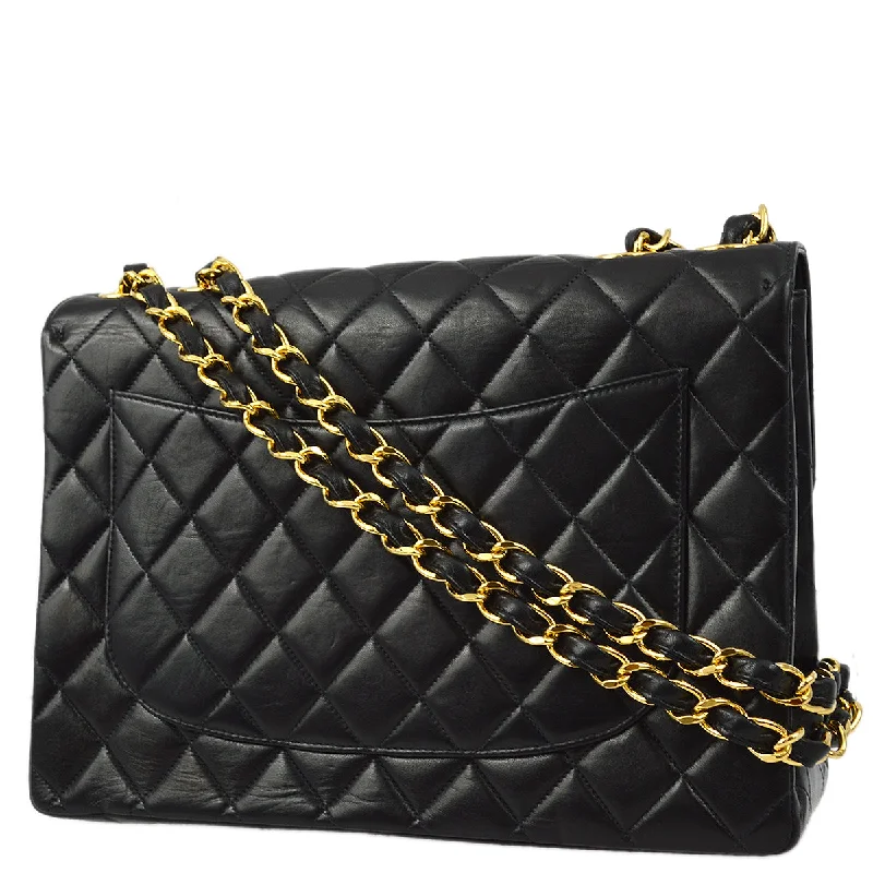 Stylish Bags For Fashion Bloggers Chanel 2000-2001 Black Lambskin Jumbo Small CC Classic Flap Bag Stylish Bags For Fashion Bloggers Chanel 2000-2001 Black Lambskin Jumbo Small CC Classic Flap Bag