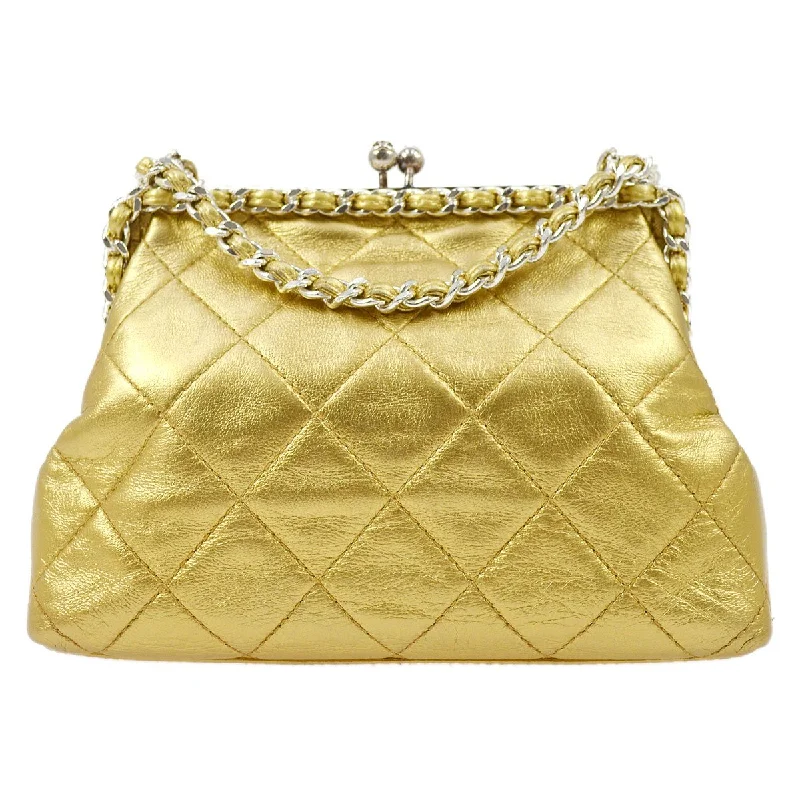 Luxury Seekers CHANEL 1994-1996 Gold Lambskin SHW Kisslock Shoulder Bag