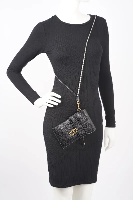 Luxury Bags For Working Professionals Christian Dior Womens Saddle Multifunctional Pouch Black / Gold