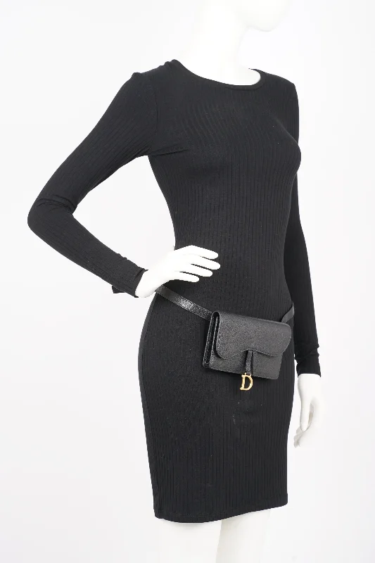 Senior Travelers Christian Dior Saddle Belt Pouch Black Leather