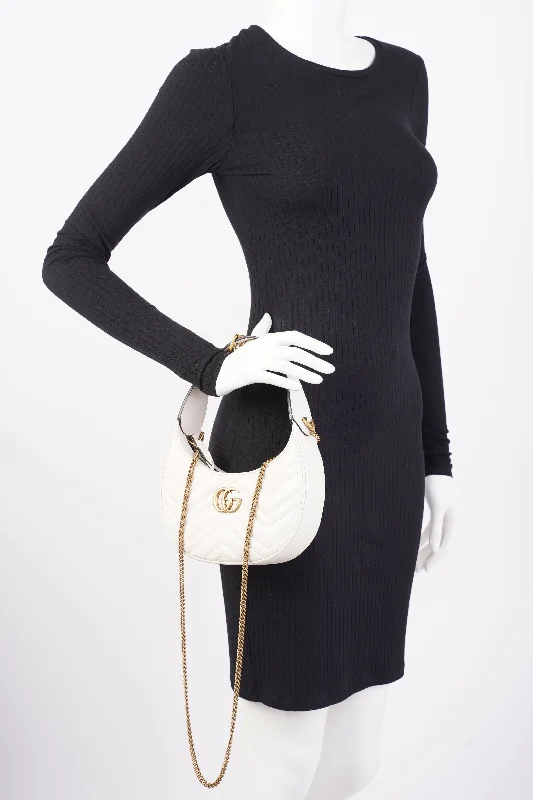 Flash Sale On Premium Bags Gucci GG Half Moon Shaped Mini Bag White Matelasse Leather